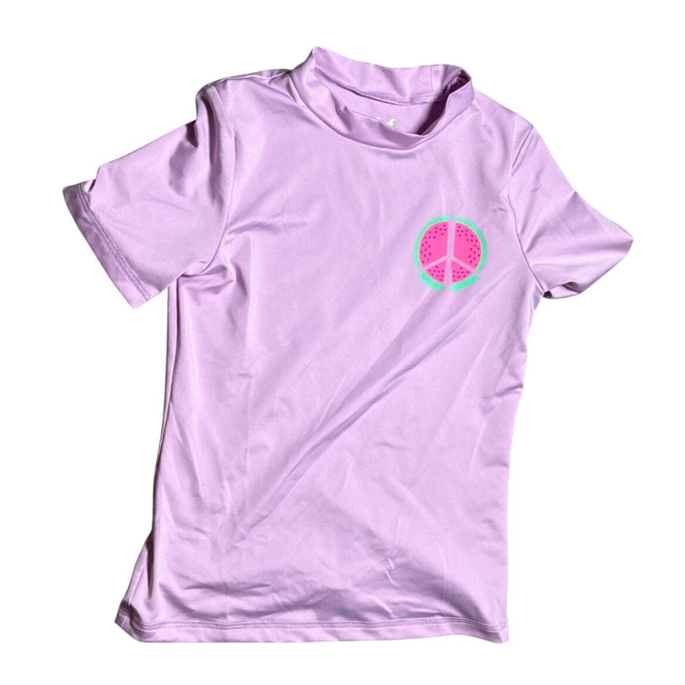 Cat & Jack Rash Guard Purple Peace Sign Watermelon Summer Kids Size M 7/8